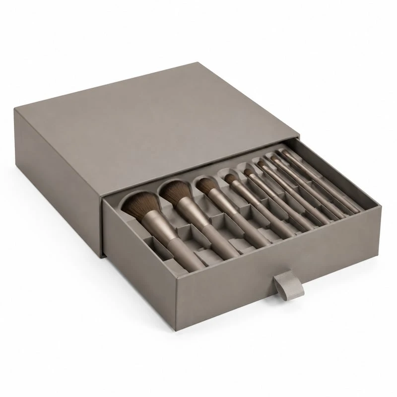 Caja con cajón para pinceles de maquillaje
