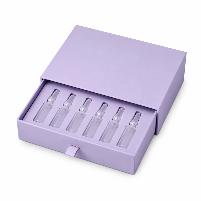 Caja con cajón para ampollas de cuidado de la piel