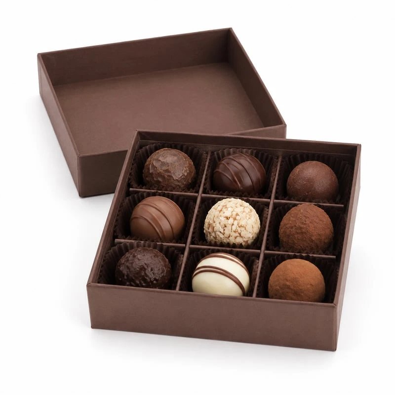 Caja de tapa y base para trufas