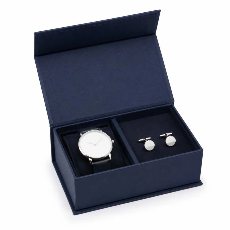 Caja magnética para reloj y gemelos